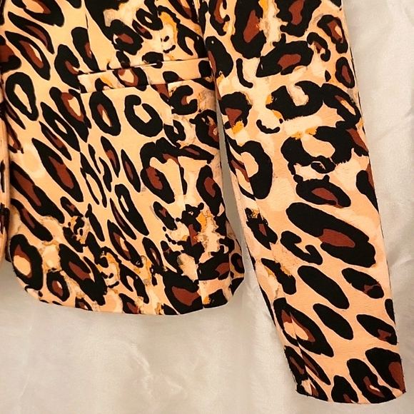 FLASH SALE! Jones Studio Leopard Blazer, Shawl Collar, Pockets, Single Button, 6 - Picture 5 of 10